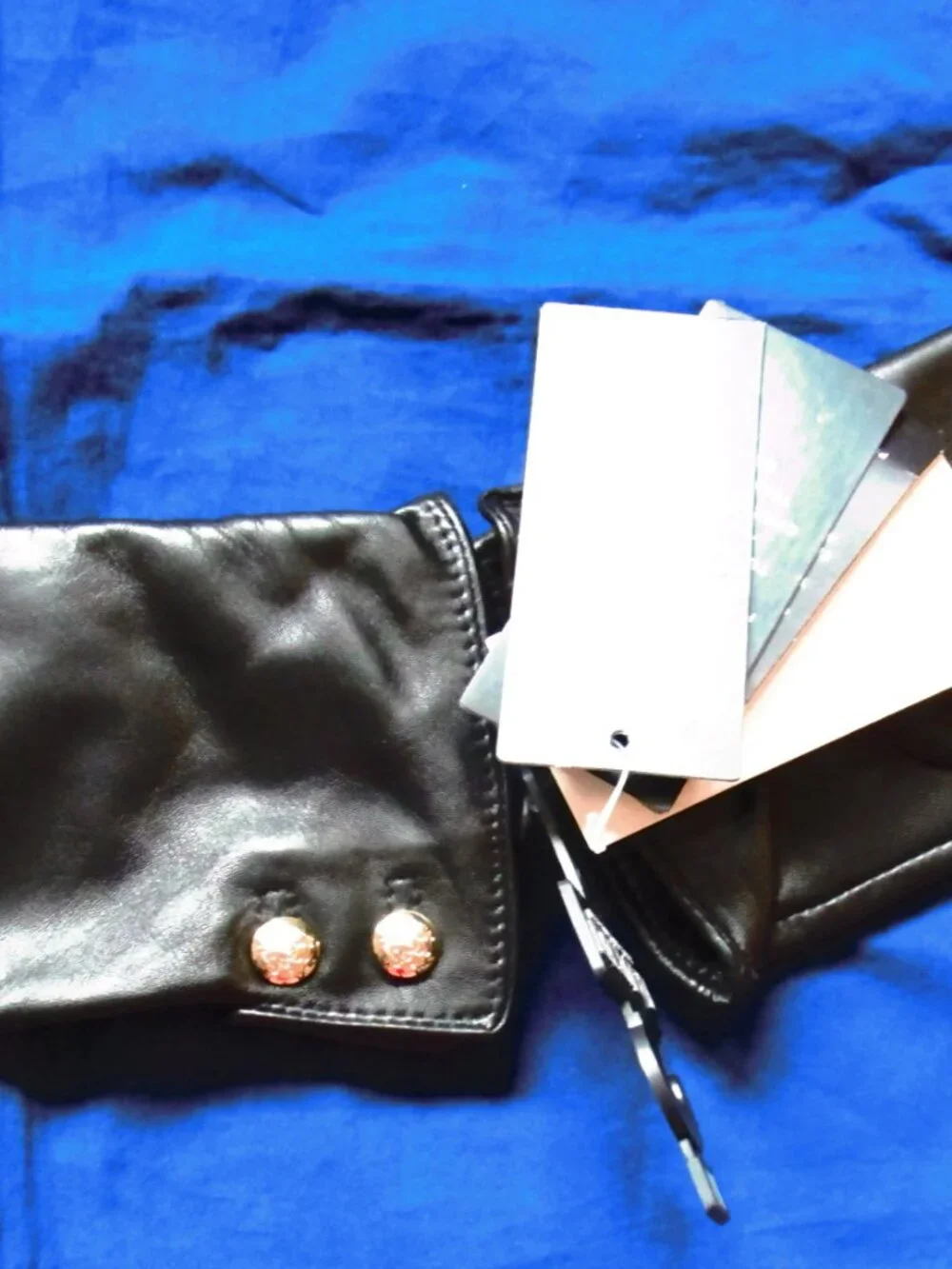 PAIR OF RALPH LAUREN BLACK LEATHER GLOVES FOR WOMEN-NEW-MEDIUM--TOUCH SCREEN